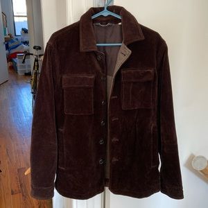 Aspesi Brown Corduroy Button up Wool Lined Shirt-Jacket